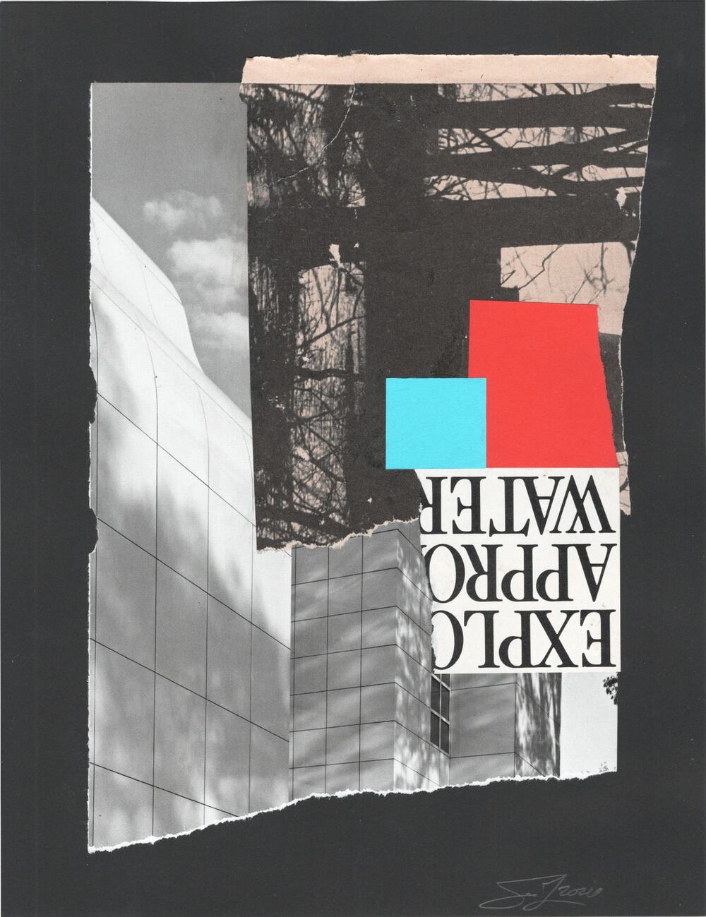 Original Mixed Media Modern Art Collage "Nubiformae" 8.5x11" Signed